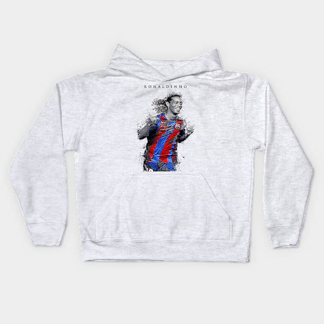 Ronaldinho in abstract art Kids Hoodie by Yopi